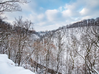 Ścieżka Hochbergów i Wąwóz Pełcznicy pod Książem foto zima 2021