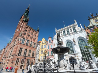 Długi Targ, Fontanna Neptuna, Zielony Most i Długie Pobrzeże w Gdańsku